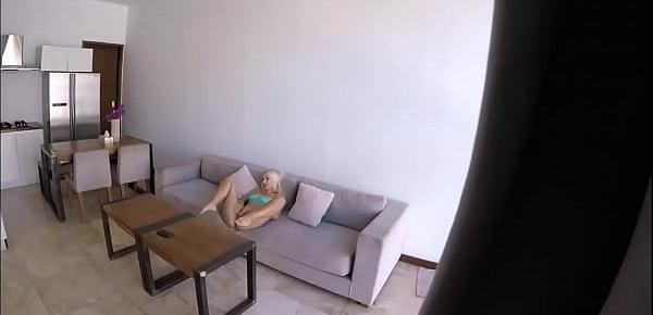  Amateur couple had sex on the couch Horny holiday in Spain